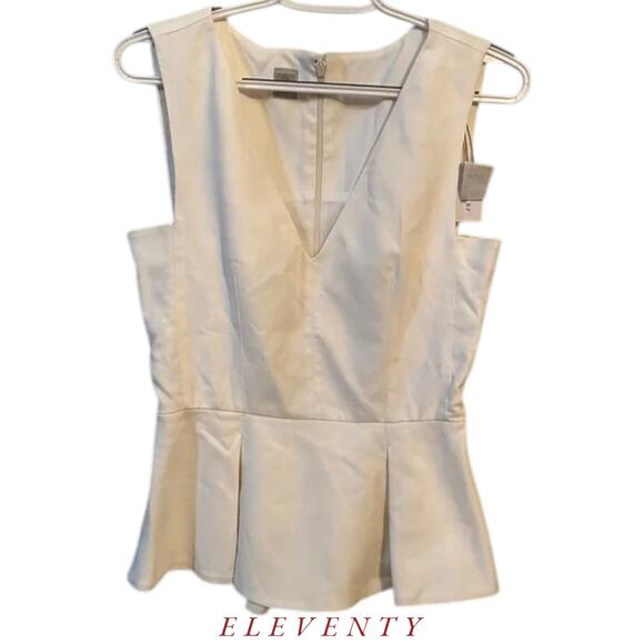 NWT - ELEVENTY Peplum Tank Top Size: 2 in Cream - Picture 1 of 9